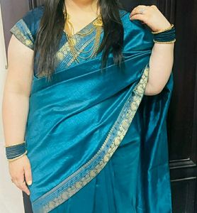 Turkish Blue Silk Saree