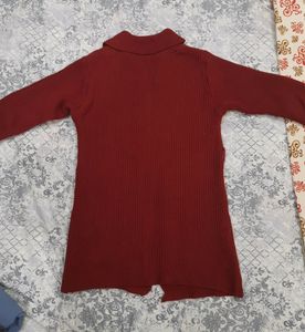 Wollen Maroon Long Sweater/Shrug
