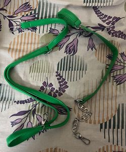 Stunning Green Sling Bag With Embellished Chain
