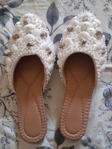 Seashell & Pearl Embellished Flats