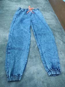 Acid Wash Denim Joggers