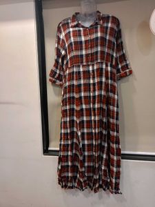 Casual Checkered Shirt Dress