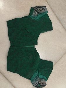 Green Saree with Complimentary Blouse Piece