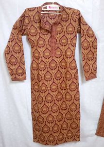 Coffee With Golden Kurta Set