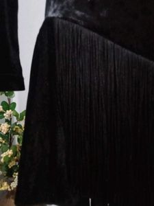 Black And Gray Velvet Dress