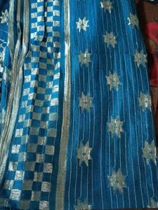 Teal Blue Embellished Dupatta