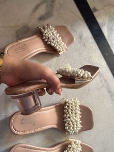 Pearl Embellished Slides  [ only 1 pair]