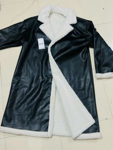 Contrast Faux Leather Coat