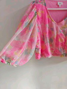 💓 Puff Sleeves Pink Top 💓