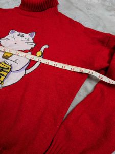 Red Lucky Cat Sweater