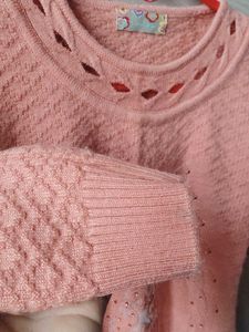 Peach Knit Sweater with Detail