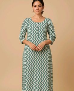 Chic Zigzag Kurta Set with Dupatta – Stylish