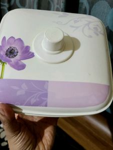 White Floral Container With Lid