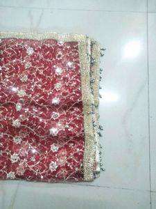 Maroon Embellished Dupatta chunri