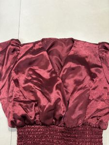 Maroon Satin Top