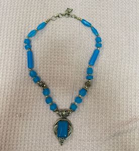 Boho Charm Blue Beaded Necklace