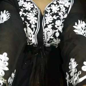 Black Embroidered Paisley Dress