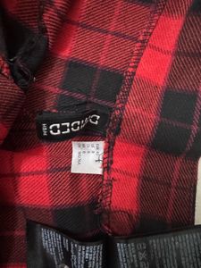 Red Plaid Flared Pants