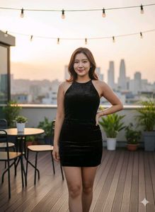 Elegant Black Velvet Mini Dress