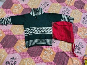 Kids Sweater &amp; Maroon Cap