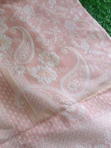 Peach Floral Print Scarf with Tassels