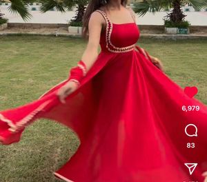 Elegant Red Anarkali Dress
