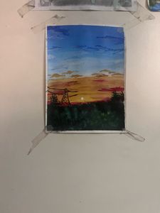 A sunset acrylic aesthetic painting
