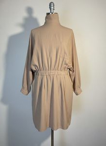 Elegant Beige Mini Shirt Dress