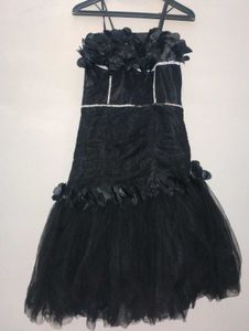 Black Ruffled Floral Tulle Mermaid/Fishtail Formal