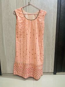 Peach Embroidered Kurta