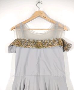 Grey Embroidered Lonk Gown (Women)