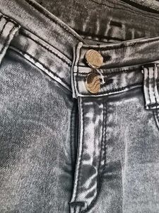 Graphic Printed Grey Denim Jeans