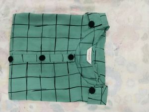 Mint Green Checkered Blouse