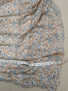 White Tan Floral Empire Dress