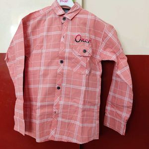 Light Orange Checks Boys Shirt