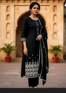 Elegant Black Embroidered Kurta Set