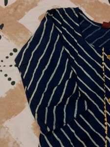 Striped Navy Blue Kurta