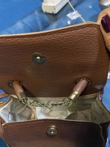 Brown Croc-Embossed Top Handle Bag