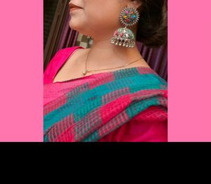 Silver Jhumka With Multi Colour Stone