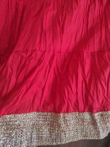 Red Tiered Skirt ❤️With Golden Border