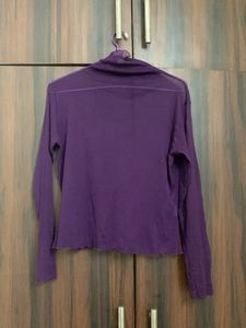 Purple Sheer Long Sleeve Top