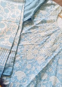 Sky Blue Embroidered Suit
