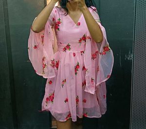 Pink Floral Work Mini Dress