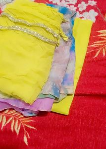organza kurti with lemon colour pent &amp;duppatta