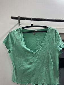 Green V-Neck Top