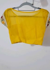 Yellow Lahenga Choli Set With Magenta Embroidery