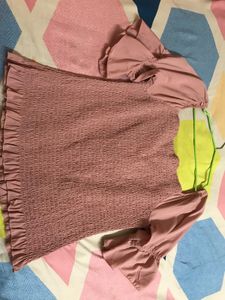 Cute Pink Ruffle Sleeve Top