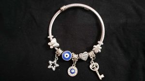 Silver Plated Evil Eye Pendora Bracelet