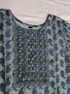 Women Cotton Printed Embroidered Kurta Set