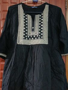Embroidered Black Tunic Top